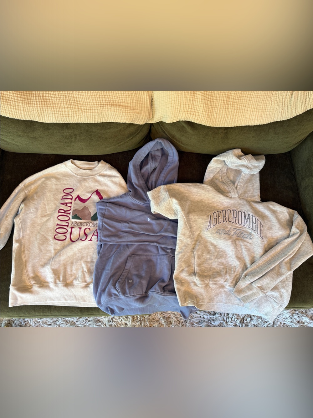 abercrombie kids Cream Colorado Graphic Sweatshirt & Gray Hoodie Trio